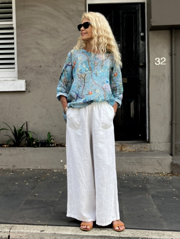 Jiva Maria Shirt - Chinoiserie Print - Ramie-jivaclothing