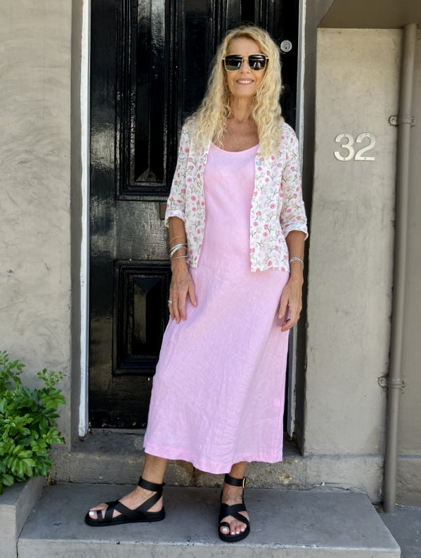 Jiva Fitted Shirt -Pretty Roses Print - Ramie -jivaclothing