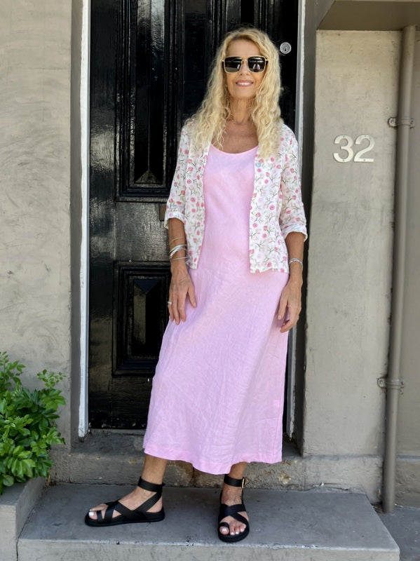 Jiva Fitted Shirt -Pretty Roses Print - Ramie -jivaclothing