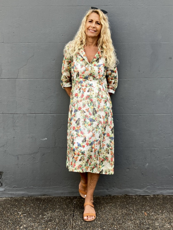 Jiva 50's Dress - Garden Print - Ramie -jivaclothing