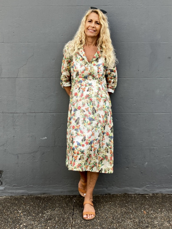 Jiva 50's Dress - Garden Print - Ramie -jivaclothing