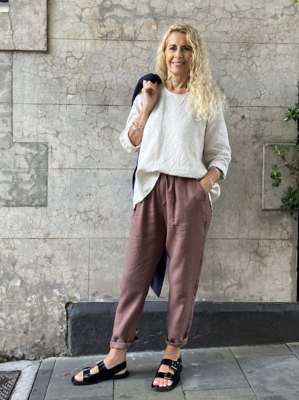 Jiva Maria Shirt- Antique Washed Linen - Natural -jivaclothing