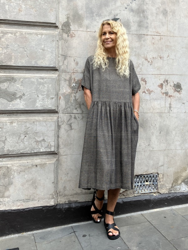 Kind-Human-Kind Teresa Oversized Silk Dress - Tortoise Shell -jivasclothing