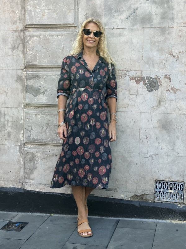 Jiva 50's Dress - Lilypad Print - Ramie -jivaclothing