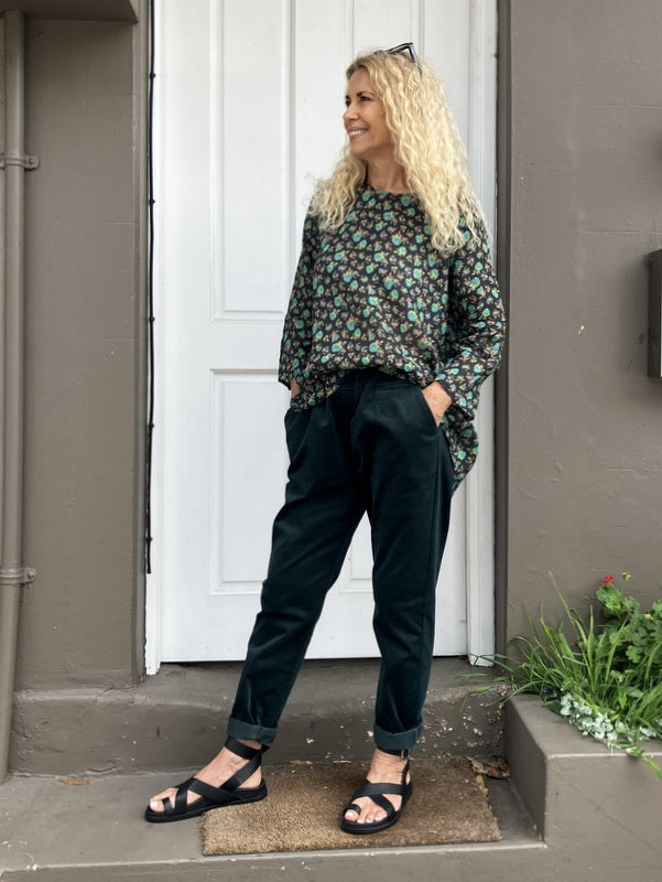 Jiva Mimi Pant - Narrow Leg Needle Cord - Pine -jivaclothing