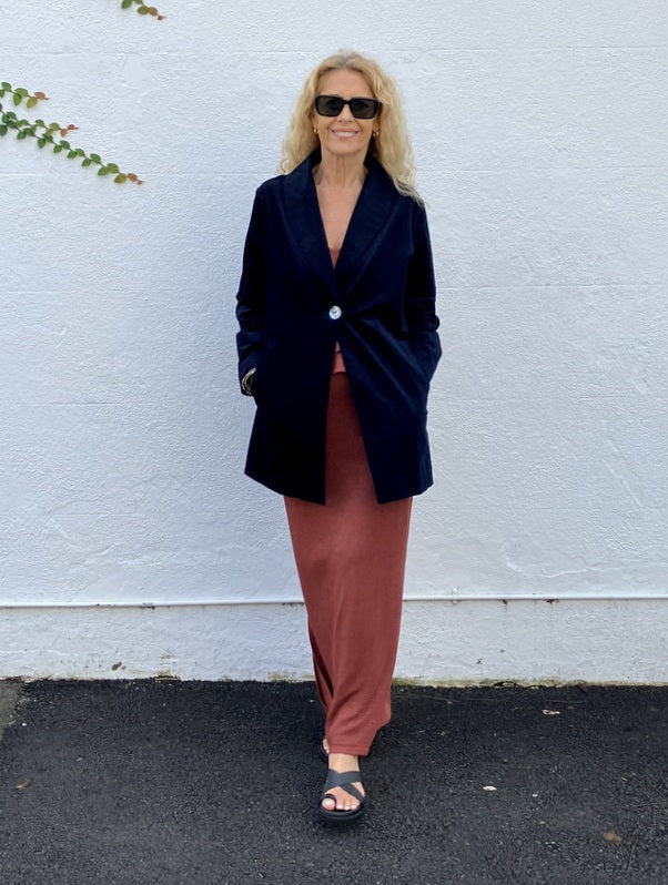 Jiva Pin Cord Catherine Jacket - Navy -jivaclothing