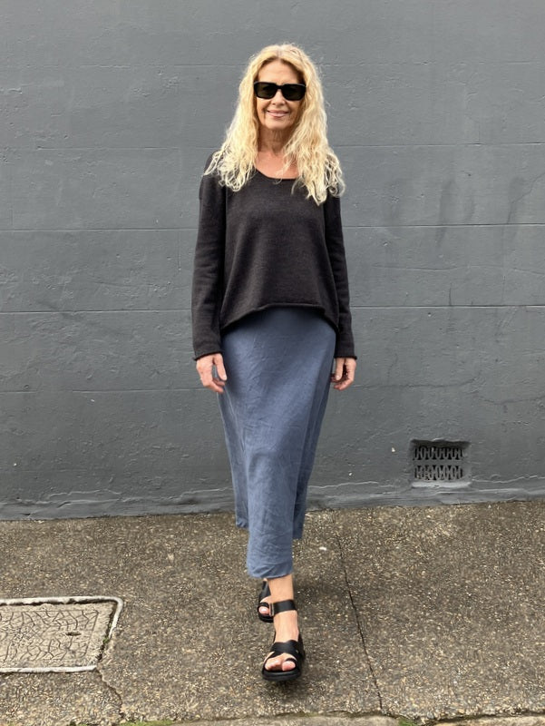 Luna Gallery Merino Wool Scoop Neck Jumper - Ash -jivaclothing