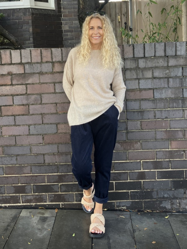 Jiva Mimi Pant - Narrow Leg Needle Cord - Navy -jivaclothing