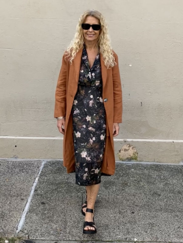 Jiva Antique Wash Linen Catherine Coat - Rust -jivaclothing