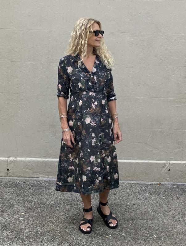 Jiva 50's Dress - Exquisite Print - Silk Cotton -jivaclothing