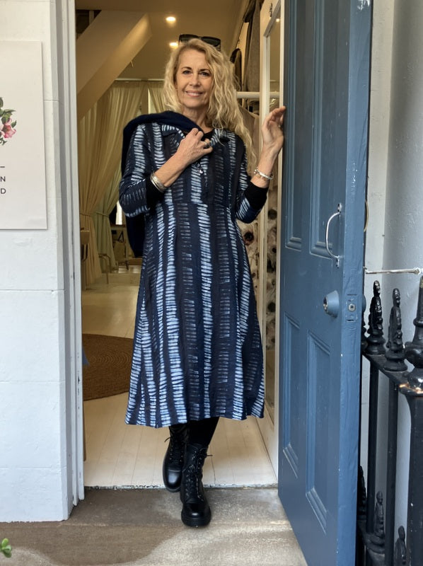 Jiva 50's Dress - Shibori Print -Ramie -jivaclothing