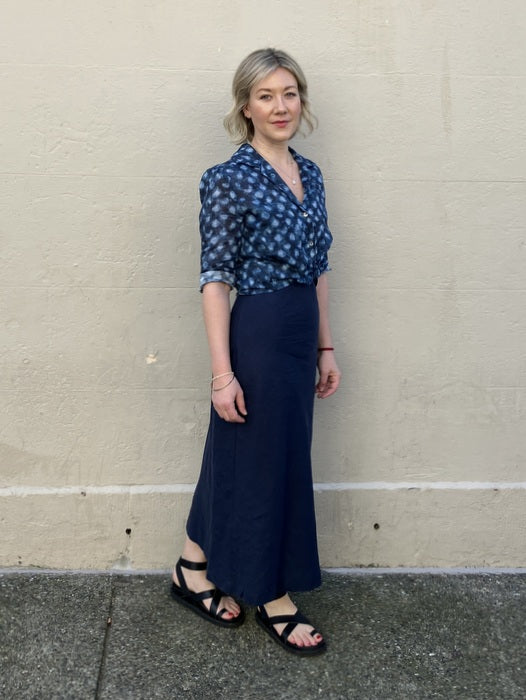 Jiva Fitted Shirt - Clouds Print - Ramie -jivaclothing