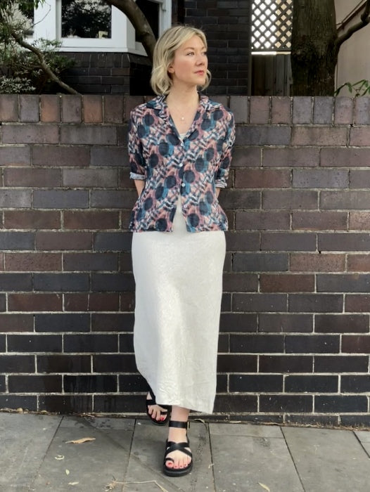 Jiva Fitted Shirt - Ikat Print - Ramie -jivaclothing