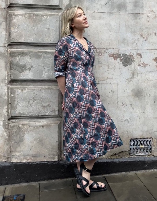 Jiva 50's Dress - Ikat Print - Ramie -jivaclothing