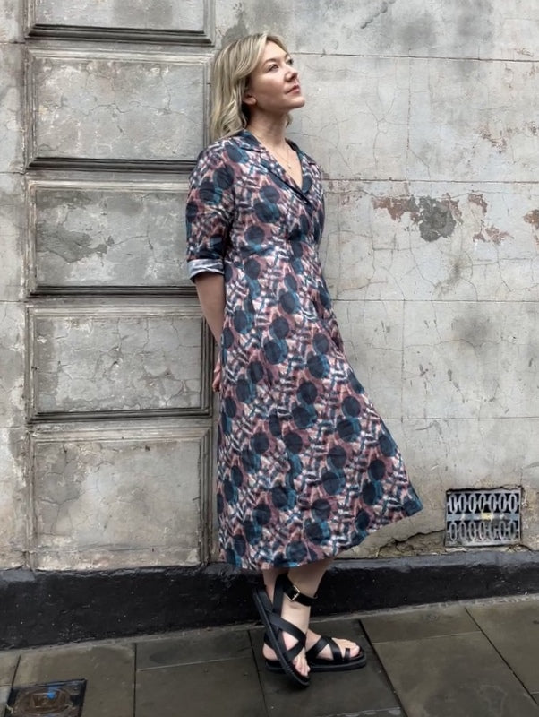 Jiva 50's Dress - Ikat Print - Ramie -jivaclothing