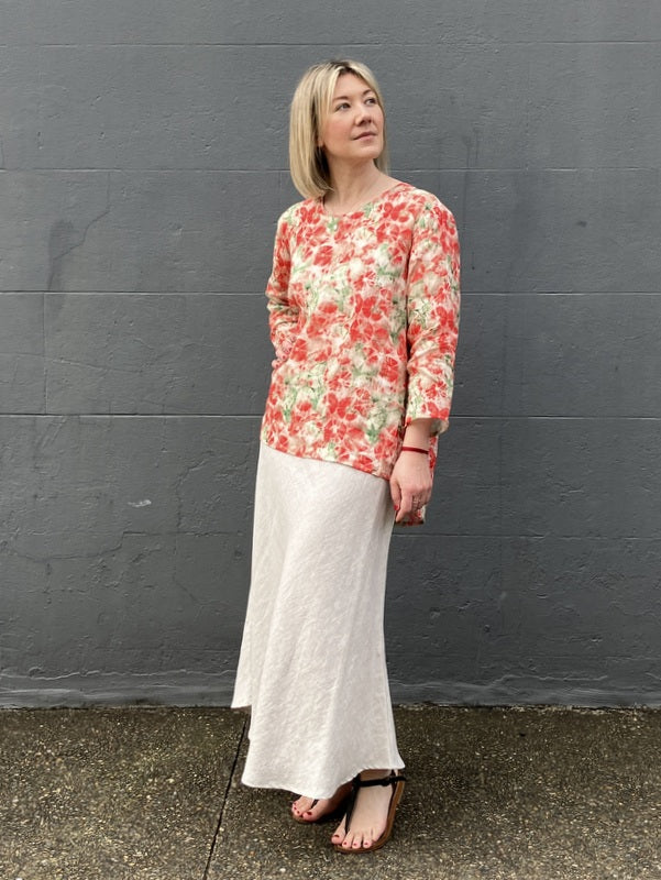 Jiva Maria Shirt - Pansy Print - Ramie - jivaclothing