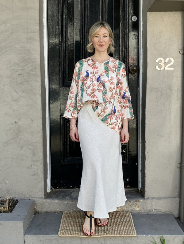 Jiva Midi Linen Prudence Skirt- Natural -jivaclothing