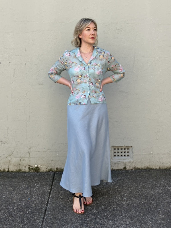 Jiva Midi Linen Prudence Skirt- Seaweed -jivaclothing