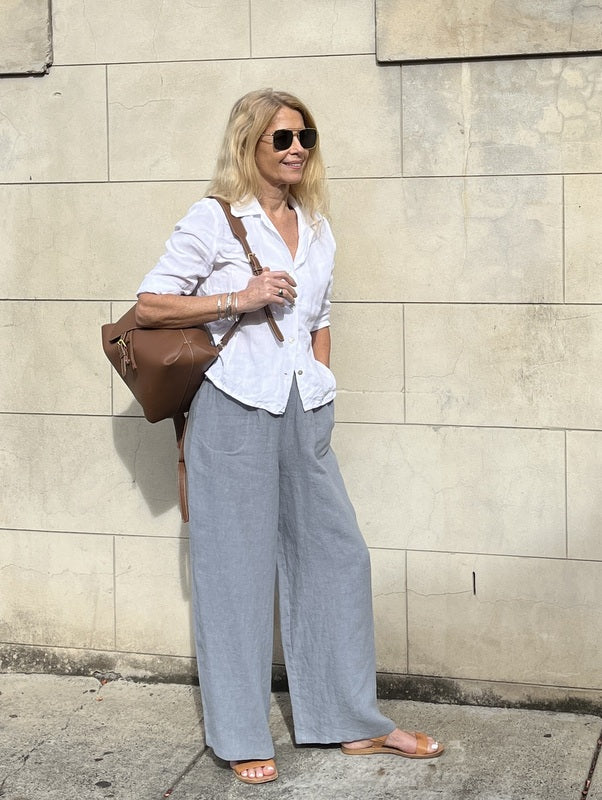 Jiva Fitted Shirt - Antique Wash Linen - White -jivaclothing