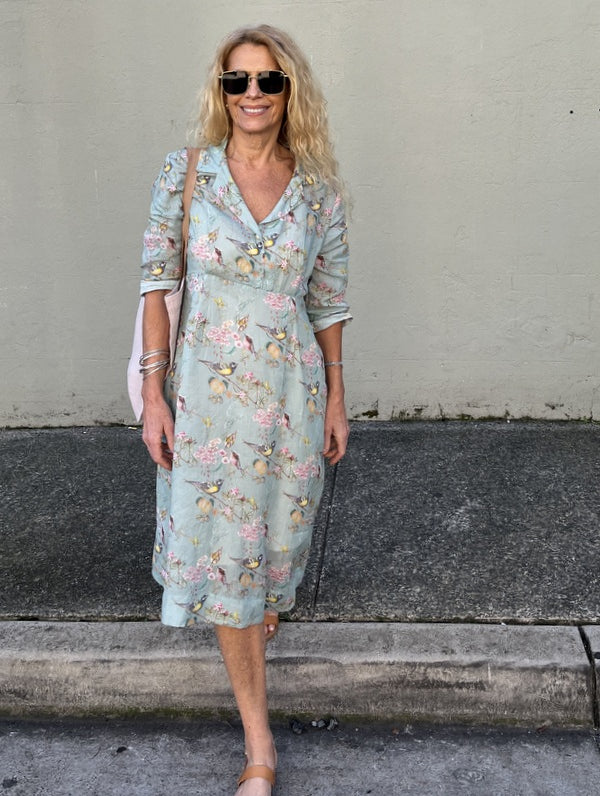 Jiva 50's Dress - Song Bird Print - Ramie-jivaclothing
