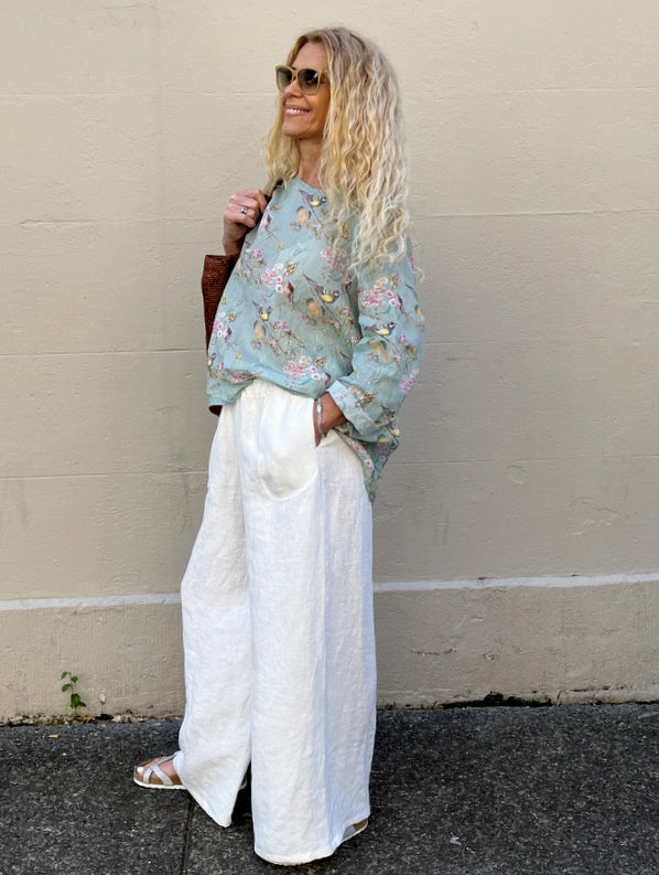 Jiva Maria Shirt - Song Bird Print - Ramie-jivaclothing