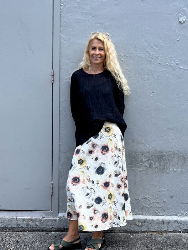 Jiva Maria Shirt- Gauze Linen- Black-jivaclothing