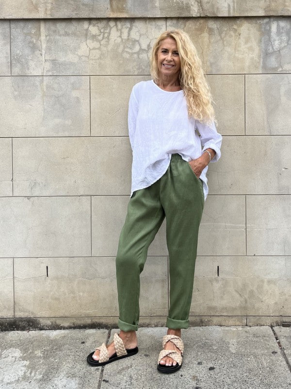 Jiva Maria Shirt- Vintage Washed Linen - White-jivaclothing