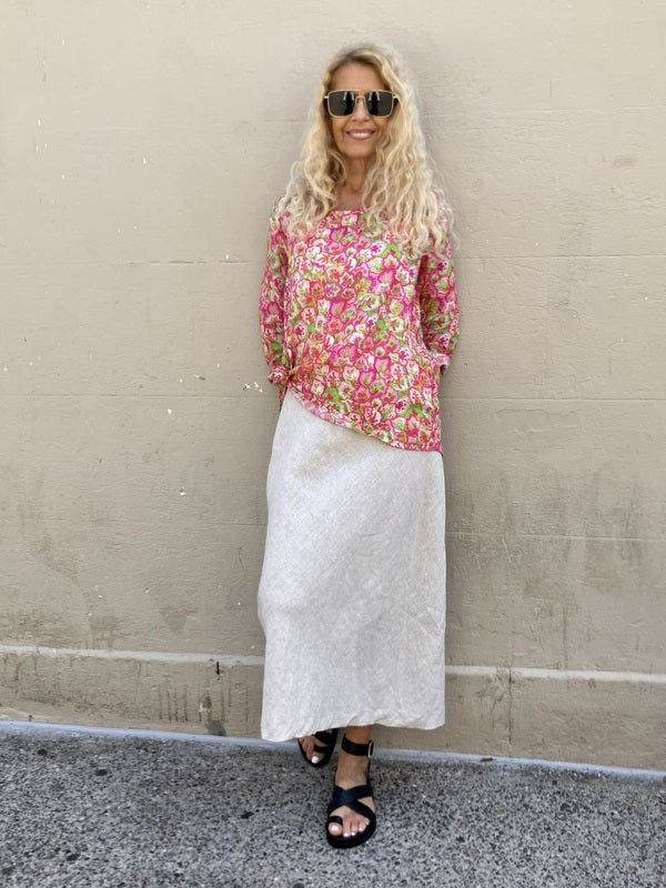 Jiva Maria Shirt - Strawberry Fields Print - Ramie -jivaclothing