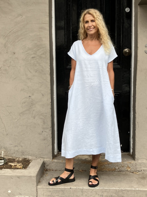 Jiva Linen Greta Dress - Powder Blue -jivaclothing