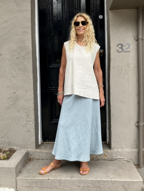 Jiva Midi Linen Prudence Skirt- Seaweed -jivaclothing