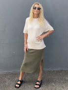 Kind-Human-Kind - Miuccia Linen Knit Skirt - Vine -jivaclothing