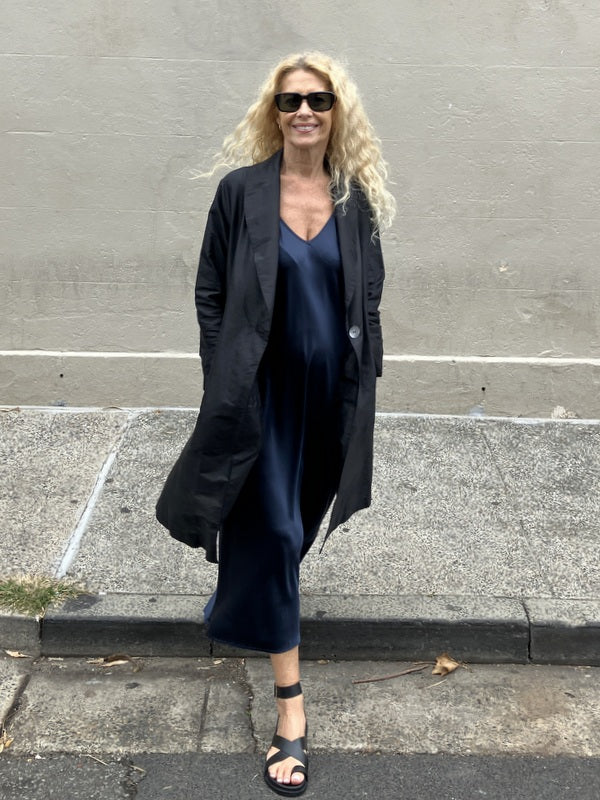Jiva Silk Catherine Coat - Black -jivaclothing