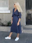 Jiva JoJo Wrap Dress -Navy - Ramie - jivaclothing