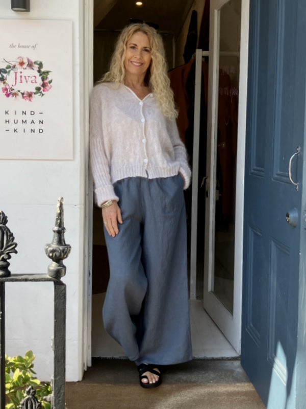 Luna Gallery Mohair/ Wool Diamond Crop Cardigan O/S - Biscotti -jivaclothing
