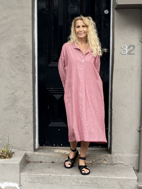 Loom Lifestyle Handwoven Cotton Check Dress - Red -jivaclothing