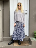 Jiva Midi Wool/ Viscose Prudence Skirt- Blue/ Grey -jivaclothing