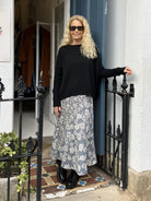 Jiva Midi Wool/ Viscose Prudence Skirt- Grey/ Ivory -jivaclothing