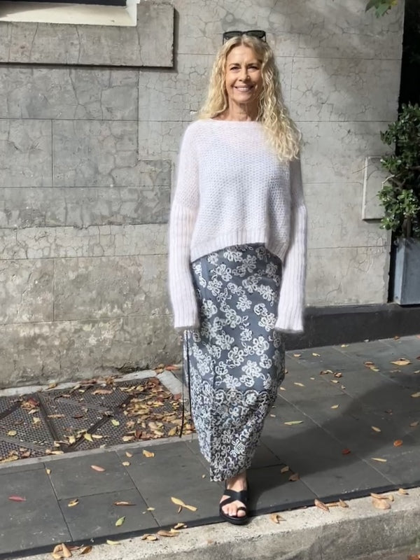 Jiva Maxi Wool/ Viscose Wrap Skirt- Grey/ Ivory -jivaclothing