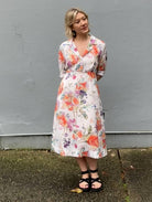 Jiva 50's Dress - Orange Rose Print - Ramie -jivaclothing