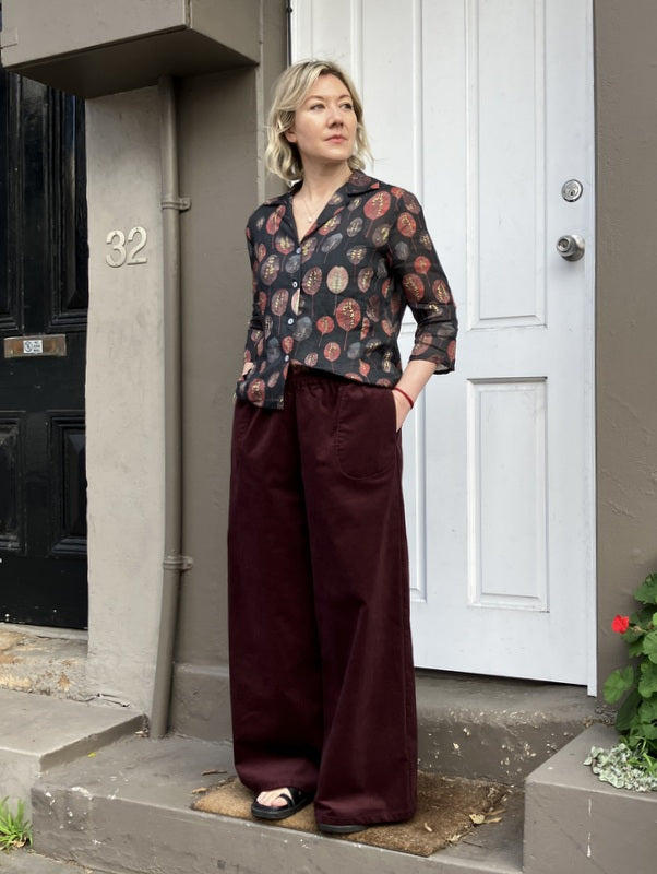 Jiva Mimi Pant (Regular) - Wide Legged Needle Cord -  Shiraz -jivaclothing