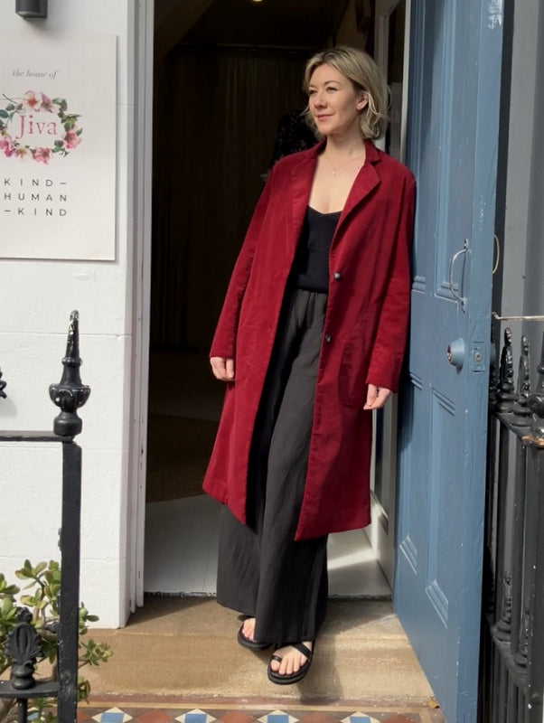 Jiva Needle Cord Charlie Coat - Cherry -jivaclothing