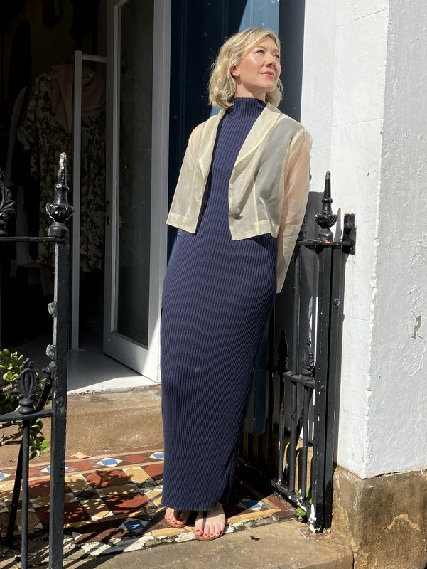 Jiva Light Weight Silk Organza Catherine Crop Jacket - Pale Butter -jivaclothing