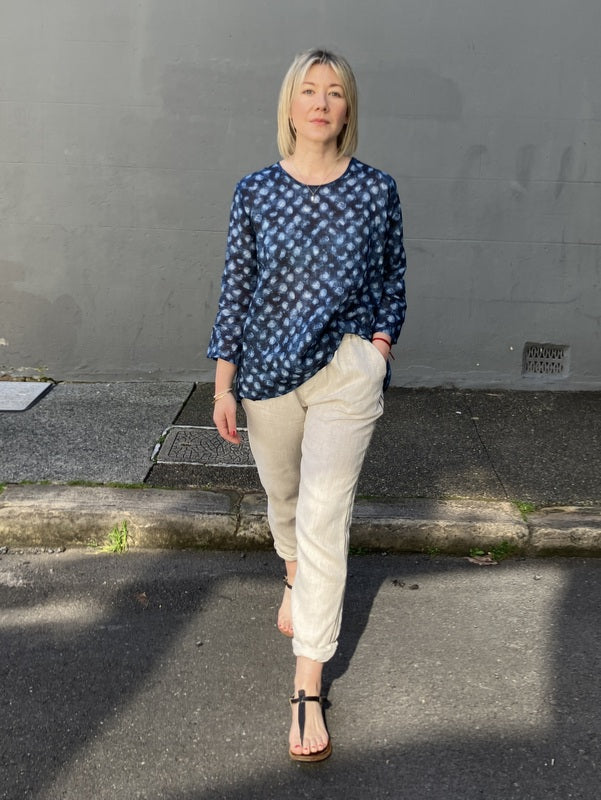 Jiva Maria Shirt - Clouds Print - Ramie -jivaclothing