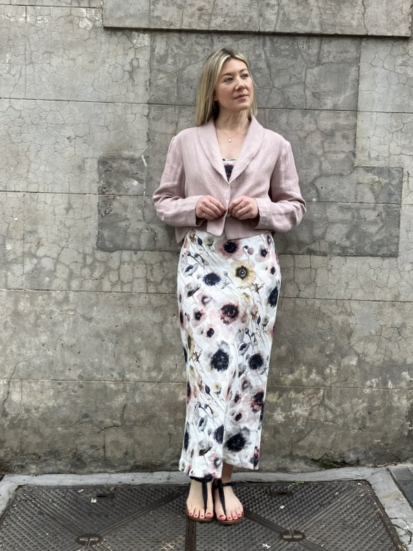 Jiva Linen Catherine Crop Jacket - Mink -jivaclothing