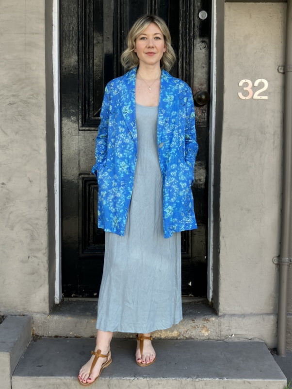 Jiva Linen Catherine Jacket - Blue Blossom -jivaclothing