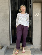 Jiva Mimi Pant - Narrow Leg Linen - Raisin -jivaclothing