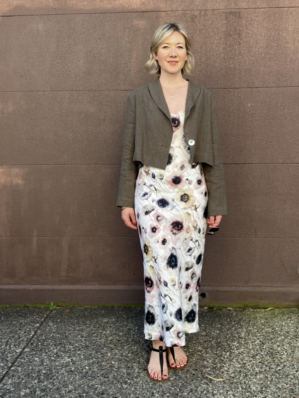 Jiva Linen Catherine Crop Jacket - Olive -jivaclothing