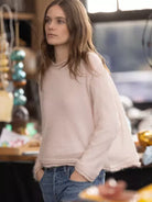 Luna Gallery Sheer MOHAIR Raglan Sleeve Sweater - Pink -jivaclothing