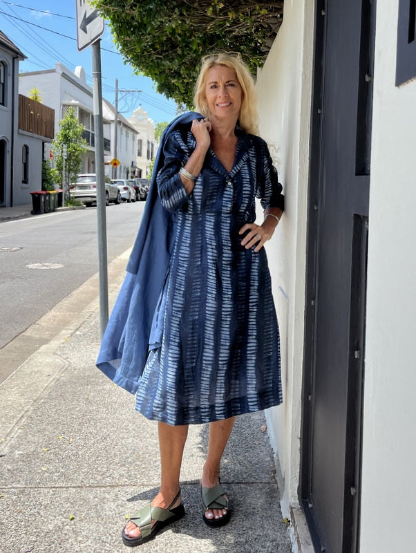 Jiva 50's Dress - Shibori Print -Ramie-jivaclothing